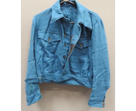 1945 Dated ATS Hospital B/D Blousehospital blue, woollen, single breasted, fastened collar, short jacket. Â Lower extended be
