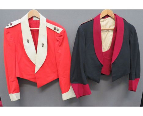 Two Indian Army Officer Mess Jacketsconsisting scarlet mess jacket. Â White turn back collar, pointed cuffs and shoulder stra
