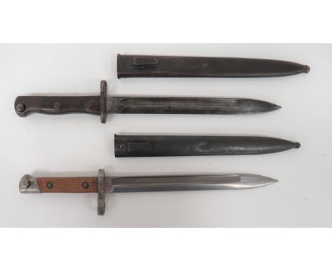 Austrian M1895 Mannlicher Bayonet And A Siamese BayonetAustrian bayonet with 9 1/2 inch, back edge sharpened blade and wide f