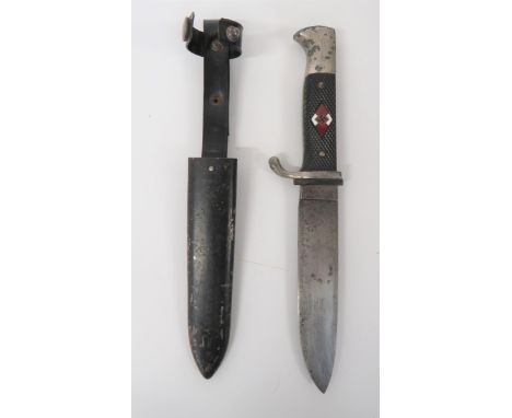 German Third Reich Hitler Youth Dagger 5 1/2 inch, single edged blade. Forte marked with RZM and dated 1942 .Plated turn up s