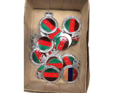 11 x Royal Tank Regiment Car Badgeschrome, QC backing plate. Â Central enamel circlet. Â Central badge absent. Â 11 items + 8