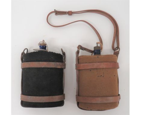 Two 1903 Pattern Leather Cradles And Waterbottlesconsisting brown leather cradle with shoulder strap, complete with NZ made, 