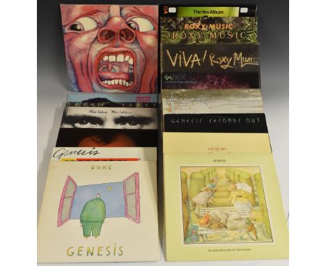 Vinyl Records - Lps inc King Crimson, In the Court of the Crimson King;  Yes, The Yes Album; Roxy Music Stranded, Country Lif