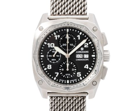 JUNGHANS seltener und limitierter Meister Pilot Chronograph "VfB Stuttgart Meister 2007", Ref. 027/4522. Full Set 2007. Edels