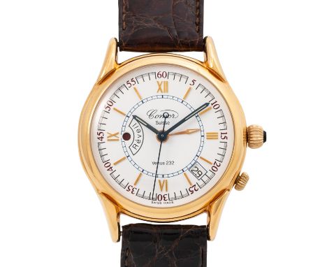 COMOR Venus-Reveil Armbandwecker Edition No. 36 von 1993. Vergoldet. Handaufzug-Werk Venus Kal. 232 mit Wecker in funktionsfä