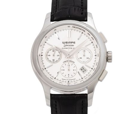 WEMPE Zeitmeister Glashütte Chronograph. NEU aus 2007. Edelstahl. Automatic-Werk, sehr gute Gangwerte (+-0s/d, 289°). Silbern