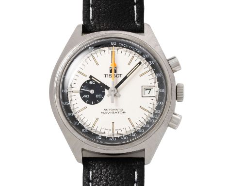 TISSOT Navigator Ref 45500 Herren Chronograph mit Papieren. Edelstahl. Automatik-Werk Lemania 1343 mit sehr guten Gangwerten 