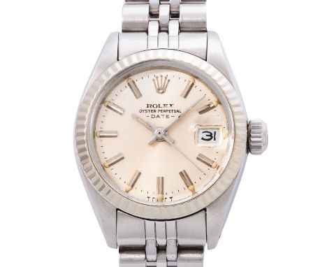 ROLEX Lady Datejust Ref 6917 Damenuhr. Box und Papiere. Edelstahlgehäuse. Geriffelte Lünette in 18K Weißgold. Automatik-Werk 