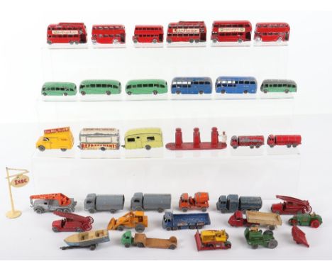 Playworn Matchbox 1-75s, thirty-three various vehicles including Mobile canteen, various coaches and double decker buses, Tan