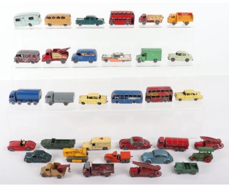 Playworn Matchbox 1-75s, thirty-three various vehicles including Dunlop van, Coca Cola truck, Road Roller, VW Micro bus, Refu