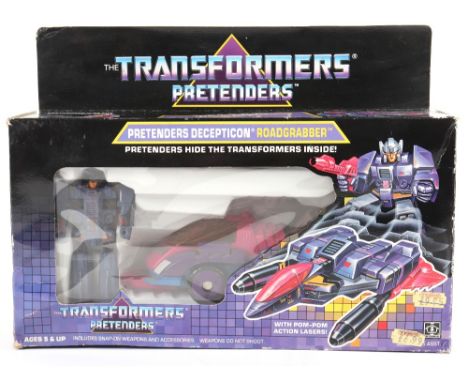 Vintage Hasbro Transformers G1 Pretenders Roadgrabber boxed figure, 1988 figure comes with instructions, box insert and plast