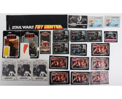 Vintage Star Wars Kenner Shelf Talker Display toy center and catalogues, including 1978 dated 20” shop card display with some