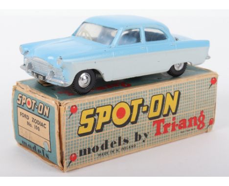 Tri-ang Spot On Models 100 Ford Zodiac, light blue over light grey body, pale blue interior, in very good to excellent origin