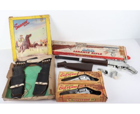 Two Boxed Lone Star Cheyenne Six Gun diecast Metal Cowboy guns, both in good used condition, boxes are fair to good, unboxed 