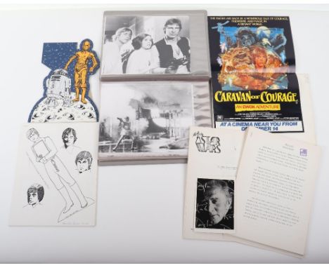 Quantity of Star wars Posters Ephemera, including Ewok Caravan of Courage poster, badge, competion leaflet, in Star Wars fan 