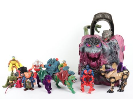 Collection of Mattel vintage He-Man and the Masters of the Universe figures, including he-man, skeletor, panther, battle cat,