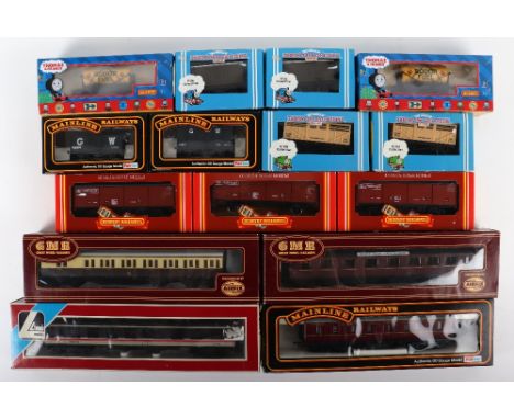 00 gauge boxed Rolling stock, Airfix GWR Suburban coach and BR Centenary coach, Lima Inter City coach, Mainline LMS Parcel va