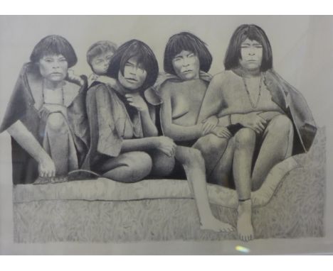 Two Tribal studies, pencil, signed, 19 X 26cms 