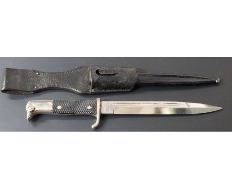 German KS98 pattern bayonet with Marquardt &amp; Eber to ricasso, 20cm fullered blade, scabbard and frog