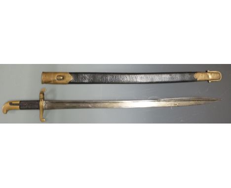 British Sappers/ Miners 1858 pattern Lancaster sword/bayonet with brass pommel and crossguard, clear stamps to ricasso, 61cm 