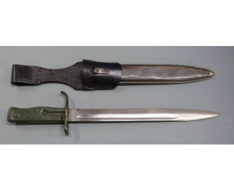 German 88/98 pattern Ersatz all steel knife bayonet with pressed steel hilt and upswept quillon, 31cm fullered blade, scabbar