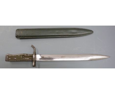 German 88/98 pattern Ersatz all steel knife bayonet with pressed steel hilt and upswept quillon, stamped 6245 to crosspiece, 