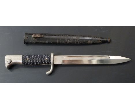 German KS98 pattern bayonet with FW Holler maker's mark to ricasso, 19cm fullered blade and scabbard&nbsp;