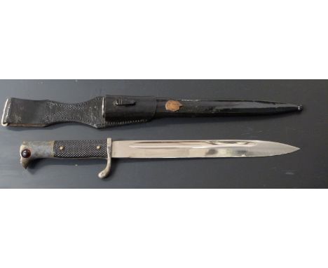 German KS98 pattern bayonet with Carl Eickhorn to ricasso, 25cm fullered blade, scabbard and frog