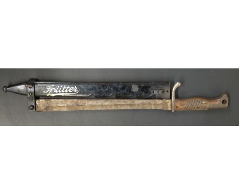 German s98/05 pattern post WWI conversion sawback bayonet converted to a wood splitter, sawback removed with 34cm blade and m