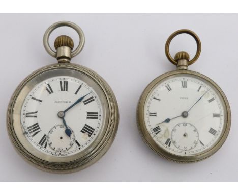Two British Railways Midland region keyless winding open faced pocket watches, one Record the other Phenix, both with subsidi