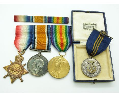 British Army WWI medals comprising 1914/1915 Star, War Medal and Victory Medal named to 2412 Pte E J Dadson, Middlesex Regime