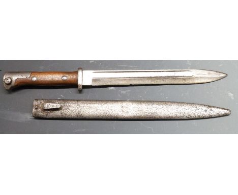 German 1884/98 pattern bayonet with Danzig under crown and Alex Coppell Soligen stamped to ricasso, regimental stamp R.13.20 