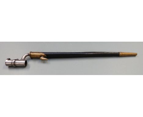British 1853 pattern socket bayonet, some clear stamps to 43cm blade, with scabbard&nbsp;