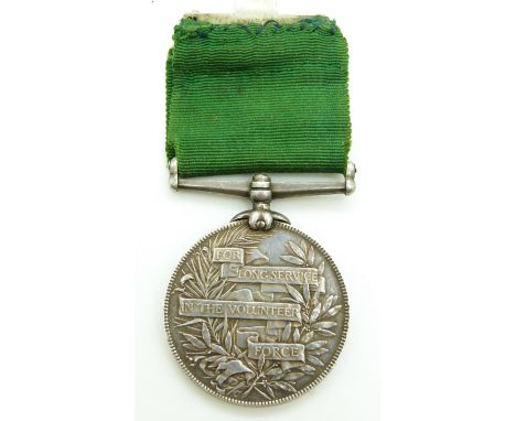 British Army Long Service in the Volunteer Force Medal, named to Colour Sergent W Hobbs, the Queen's Regiment