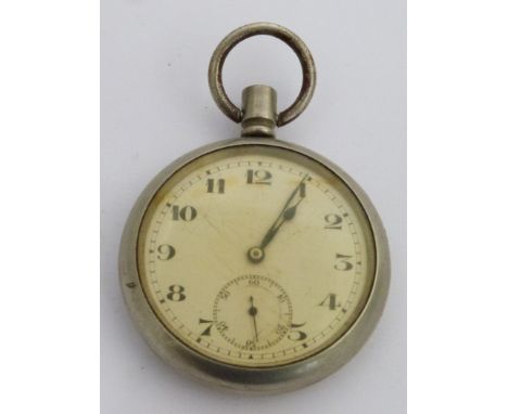 British Railways Midland region keyless winding open faced pocket watch with subsidiary seconds dial, black Arabic numerals, 
