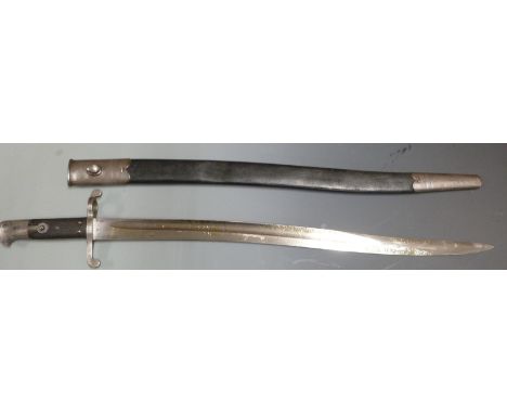 British 1863 pattern Whitworth sword bayonet, some clear stamps to ricasso, pommel, blade and 2.60.546 to crosspiece, 58cm fu