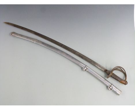 American 1840 pattern Cavalry trooper's sword with Horstman makers to ricasso, 90cm curved blade with leather grip and three 