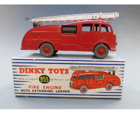 Dinky Toys diecast model Fire Engine with Extending Ladder and red body and hubs, 955, in original box,&nbsp;
