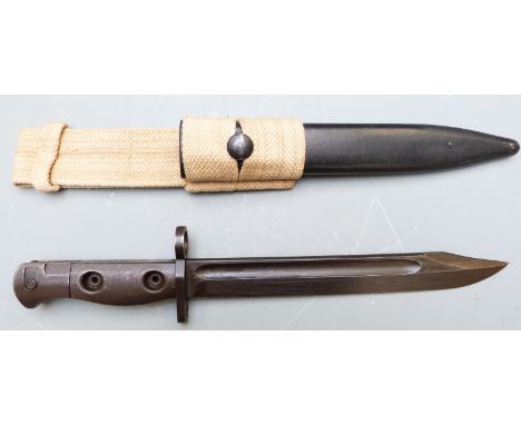 British trials X4E1 bayonet made at Enfield with 20cm fullered bowie blade, scabbard and frog&nbsp;