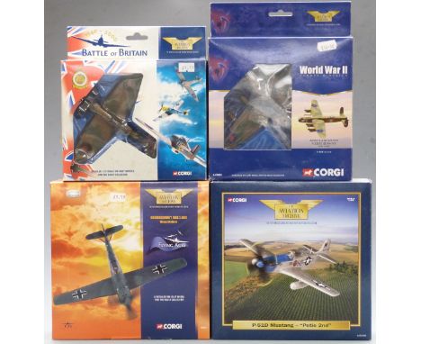 Four Corgi The Aviation Archive diecast model aeroplanes Flying Aces limited edition 1:72 scale Messerschmitt 109E 7.IG51 492