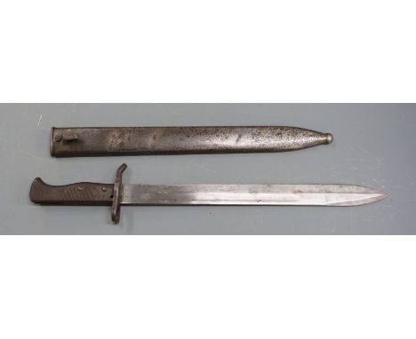 German 88/98 pattern Ersatz all steel version of the 98/05 'butcher' bayonet with, 35cm fullered blade and scabbard