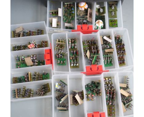 A very large collection of 15mm scale hand painted white metal war gaming soldiers.&nbsp;