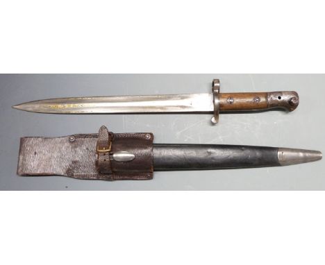 British 1903 pattern sword bayonet with grip plates secured by two screws, with oil hole in pommel, some clean stamps to rica