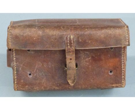 Vickers machine gun leather clinometer case stamped 'Case Clinometer Vickers .303 Machine Mark II Julius Cohn &amp; Co Adelai