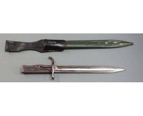 German 88/98 pattern Ersatz all steel knife bayonet with pressed steel hilt and upswept quillon, stamped 3479 to crosspiece, 