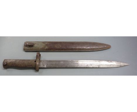 German 88/98 pattern Ersatz&nbsp;all steel knife bayonet with nine groove hilt, 32cm fullered blade and scabbard