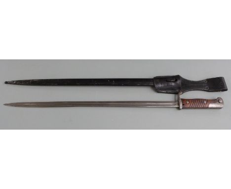 German S98 pattern bayonet with clear stamps for VC Shilling, 52cm pipeback blade, scabbard and frog&nbsp;