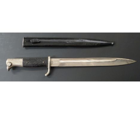 German KS98 pattern bayonet with WKC maker's mark to ricasso, 25cm fullered blade and scabbard