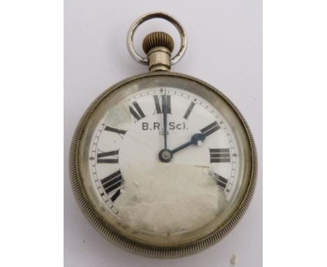 British Railways Scottish Region keyless winding open faced pocket watch with subsidiary seconds dial, black Roman numerals, 