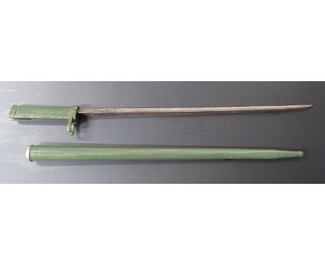 German Ersatz all steel conversion bayonet, some clear stamps to 44cm blade, with metal scabbard&nbsp;